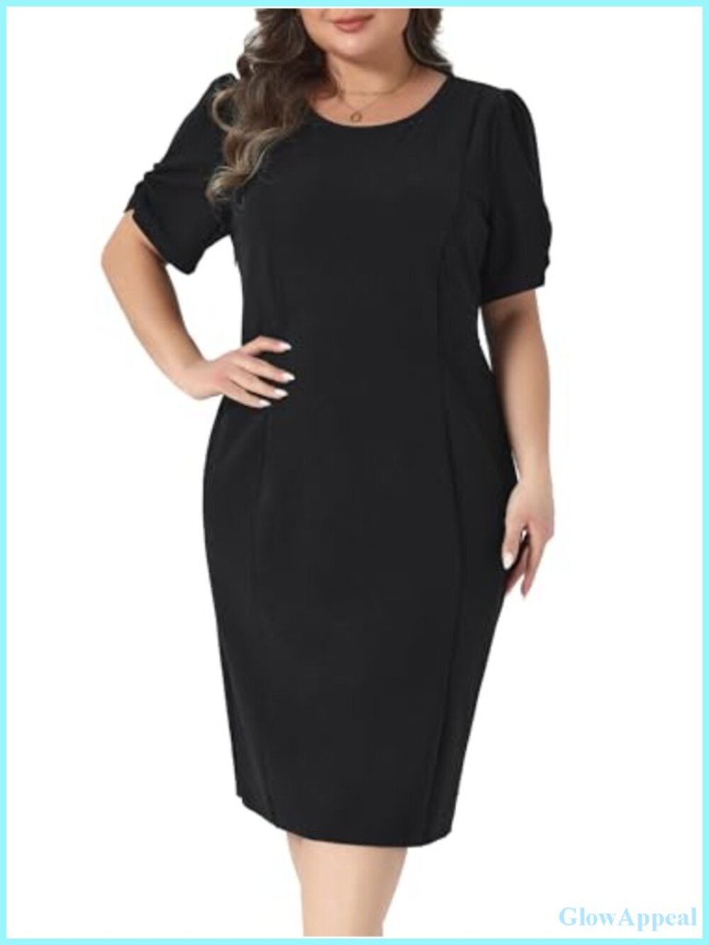 Plus Size Short Sleeve Sheath Dress Above Knee Work Office Wear